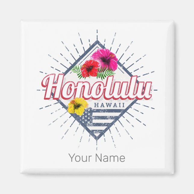Honolulu City Hawaii United States Vintage USA Magnet (Front)
