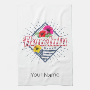 Honolulu City Hawaii United States Vintage USA Tea Towel