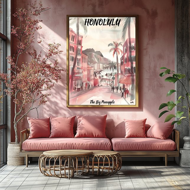 Honolulu Cityscape – Tropical Watercolor Poster (Creator Uploaded)