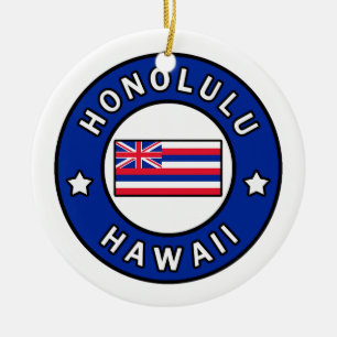 Honolulu Hawaii Ceramic Tree Decoration