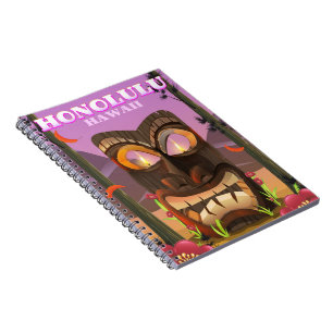 Honolulu Hawaii face mask travel poster Notebook