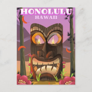 Honolulu Hawaii face mask travel poster Postcard