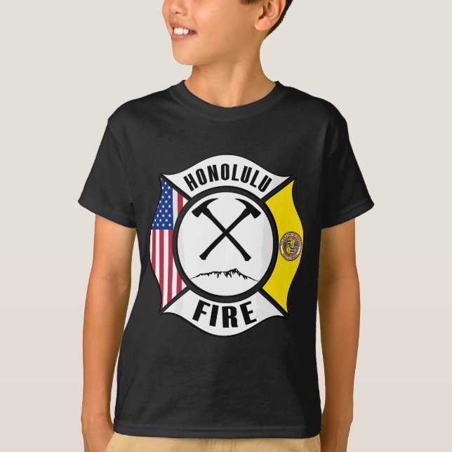 Honolulu Hawaii Fire Department Firefighters Rescu T-Shirt (Front)
