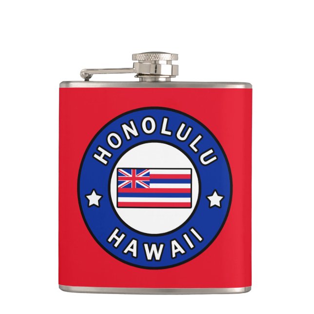 Honolulu Hawaii Hip Flask (Front)
