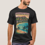 Honolulu Hawaii Illustration Travel Art Vintage T-Shirt<br><div class="desc">Honolulu retro vector travel design. Honolulu,  the capital of Hawaii on the island of Oahu,  is known for its world-famous Waikiki Beach,  stunning volcanic landscapes like Diamond Head,  and rich cultural heritage.</div>