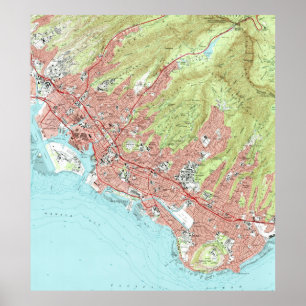 Honolulu Hawaii Map (1983) Poster