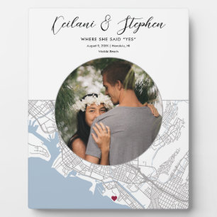 Honolulu Hawaii Map Wedding Engagement Photo Gift Plaque