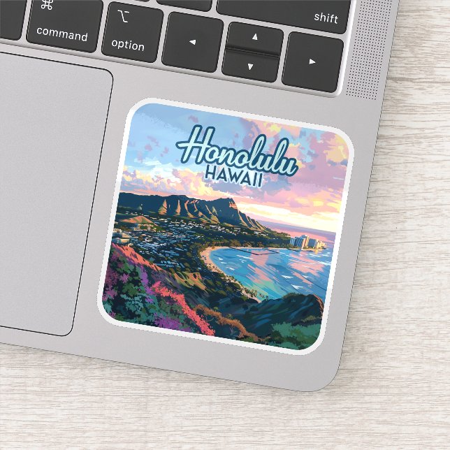 Honolulu Hawaii Oahu Waikiki Beach Diamondhead (Detail)