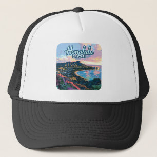 Honolulu Hawaii Oahu Waikiki Beach Diamondhead Trucker Hat