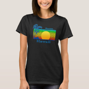 Honolulu Hawaii Retro Tropical Beach Sunset T-Shirt