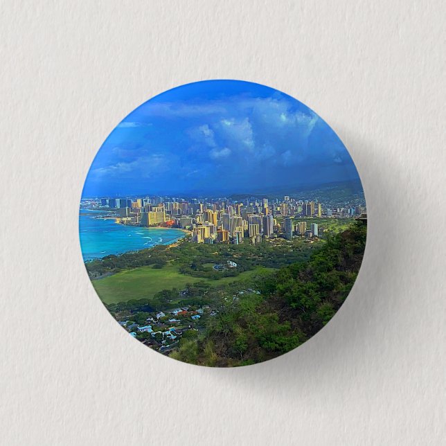Honolulu, Hawaii Skyline #1 Button (Front)