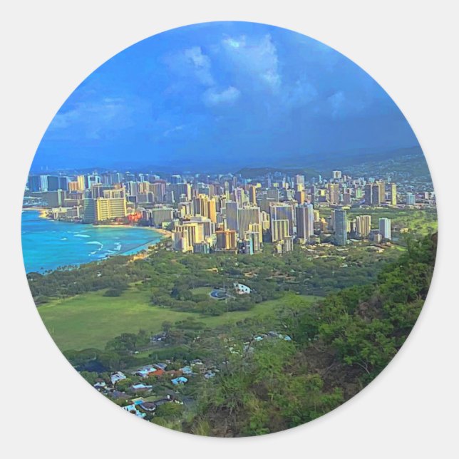 Honolulu, Hawaii Skyline #1 Stickers (Front)