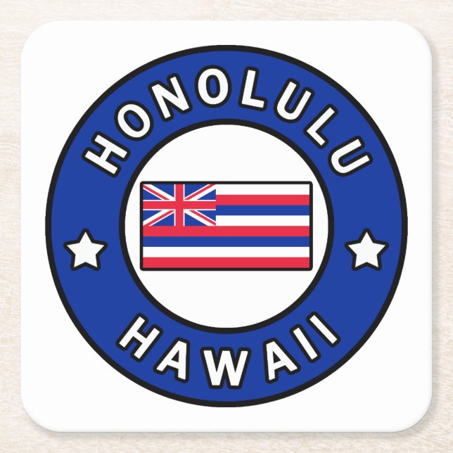 Honolulu Hawaii Square Paper Coaster (Front)