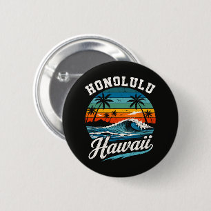 Honolulu Hawaii Surf Sunset 6 Cm Round Badge