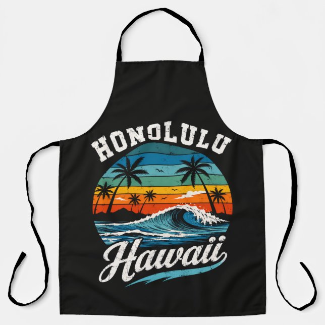 Honolulu Hawaii Surf Sunset Apron (Front)