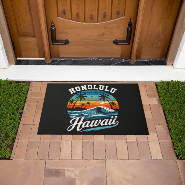 Honolulu Hawaii Surf Sunset Doormat (Outdoor)