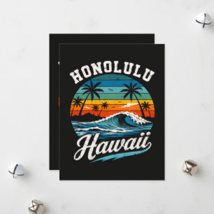 Honolulu Hawaii Surf Sunset Holiday Card