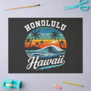Honolulu Hawaii Surf Sunset Tissue Paper