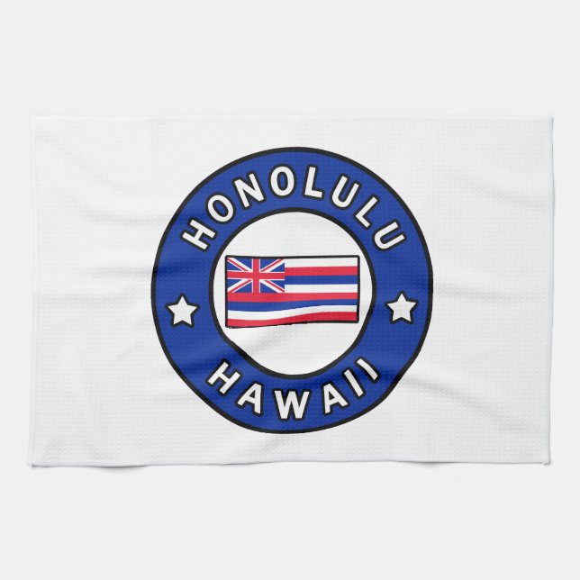 Honolulu Hawaii Tea Towel (Horizontal)