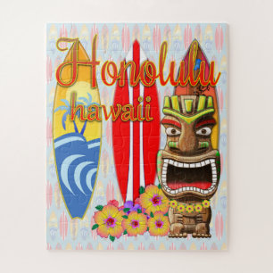 Honolulu Hawaii Tiki Surf Jigsaw Puzzle