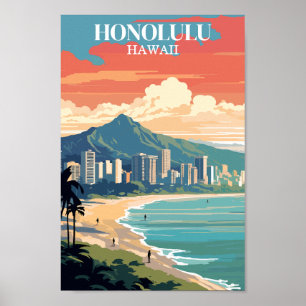 Honolulu, Hawaii: Travel Vintage Poster