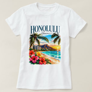 Honolulu Hawaii Tropical Beach Graphic T-Shirt