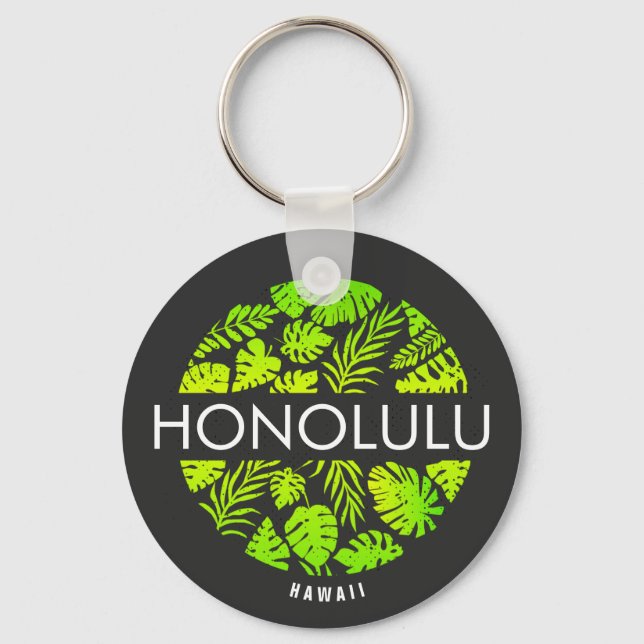 Honolulu Hawaii Tropical Custom Name  Key Ring (Front)