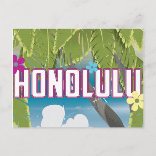 Honolulu, Hawaii,USA vintage travel poster. Postcard