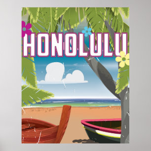 Honolulu, Hawaii,USA vintage travel poster. Poster