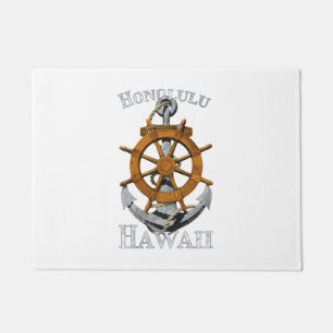 Honolulu Hawaii Vacation Nautical Anchor Helm Sail Doormat