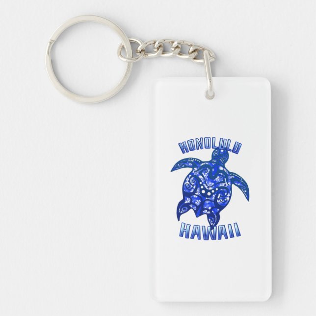 Honolulu Hawaii Vacation Tribal Turtle Key Ring (Front)