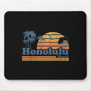 Honolulu Hawaii Vintage Beach Surfing 70s Retro Ha Mouse Pad