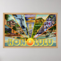 Honolulu Hawaii vintage-style postcard