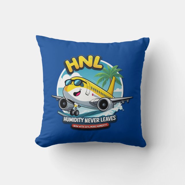 Honolulu HNL Airport Code Throw Pillow (Front)