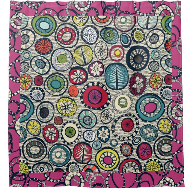 Honolulu hoops hoopla bordered shower curtain (Front)