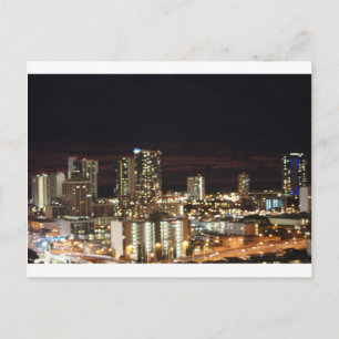 Honolulu Night Skyline Postcard