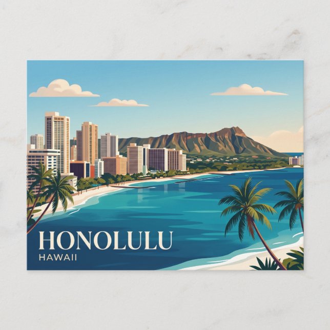 Honolulu Skyline Hawaii Postcard (Front)