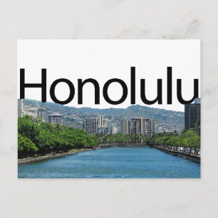 Honolulu skyline with Honolulu in the Sky Postcard