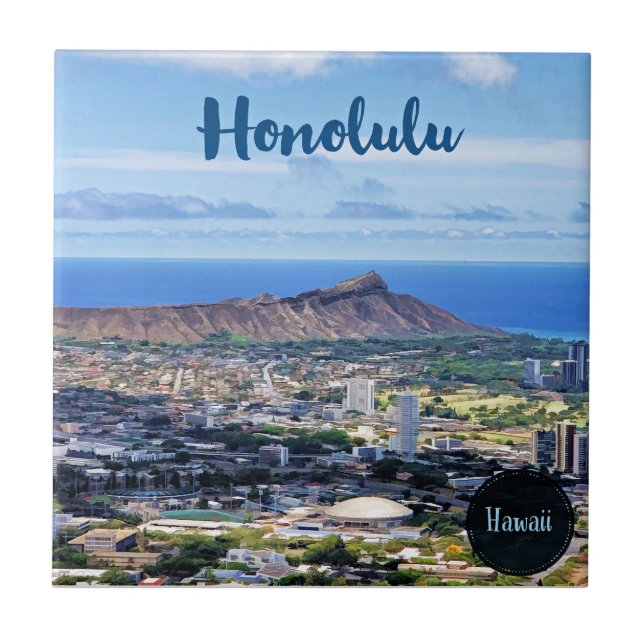 Honolulu travel ceramic tile (Front)