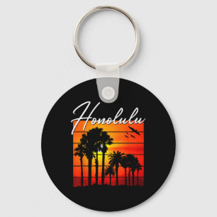 Honolulu Vacation Souvenir Hawaii Summer Sunset Pa Key Ring