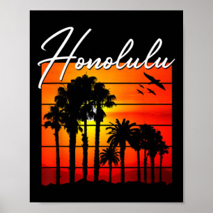 Honolulu Vacation Souvenir Hawaii Summer Sunset Pa Poster
