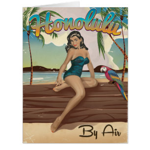 Honolulu vintage retro Travel print