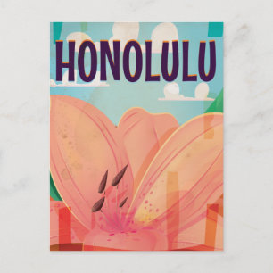 honolulu Vintage Travel Poster Postcard