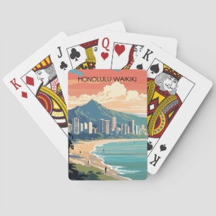 Honolulu Waikiki Beach Hawaii Panorama View Beach Playing Cards