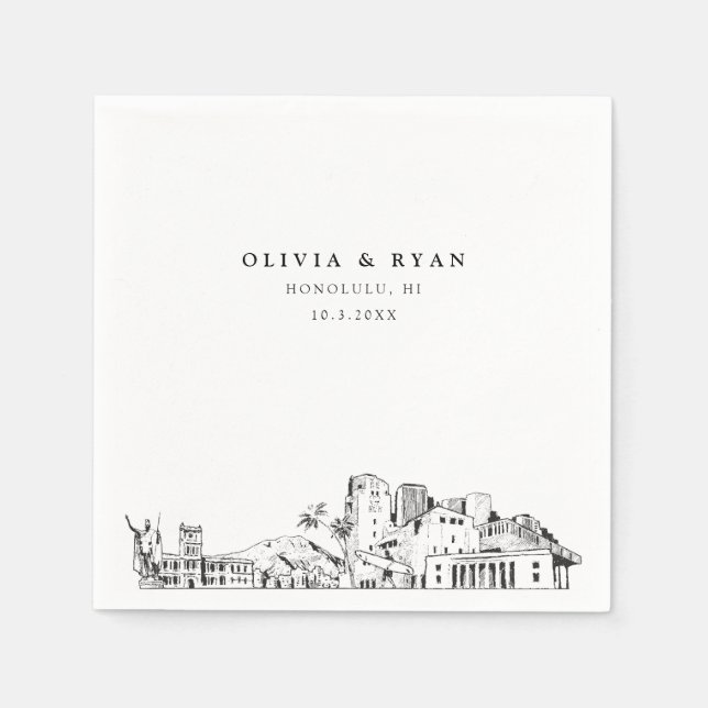 Honolulu Wedding Minimalist Paper  Napkin (Front)