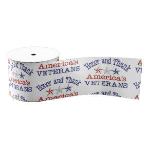 Honor and Thank American Veterans Ribbon Grosgrain Ribbon