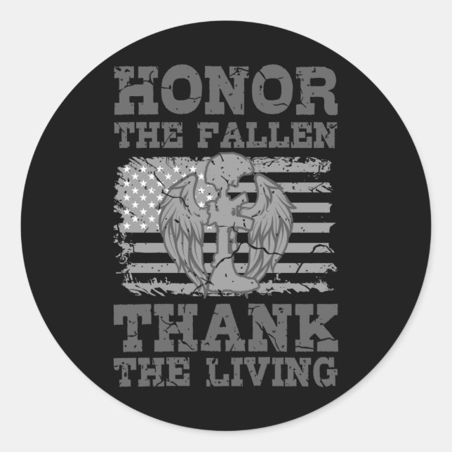 HONOR THE FALLEN American Veteran Gift Veterans Classic Round Sticker (Front)