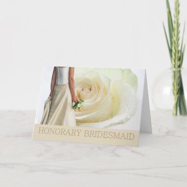 Honorary Bridesmaid request white rose Invitation (Front)
