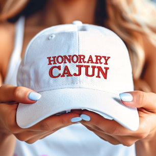 Honorary Cajun Red on White Embroidered Hat