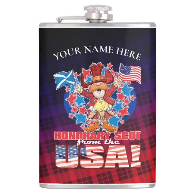 Honorary Scot from the USA! Hip Flask (Front)